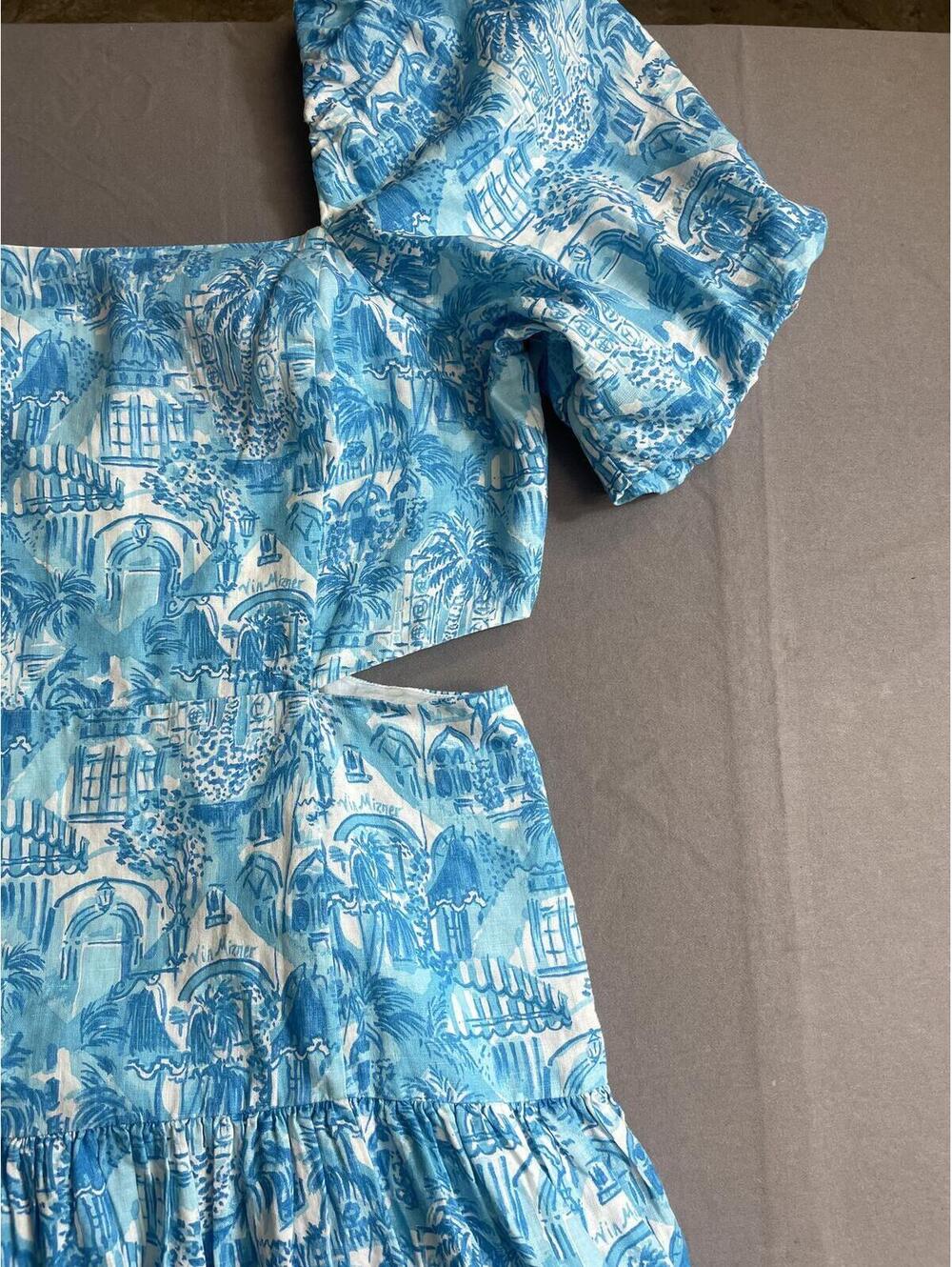 Lilly Pulitzer Kylanne Linen Puff-Sleeve Minidress size 14 - Picture 6 of 9